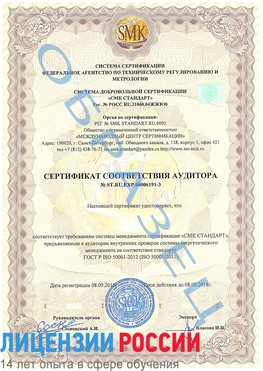Образец сертификата соответствия аудитора №ST.RU.EXP.00006191-3 Собинка Сертификат ISO 50001